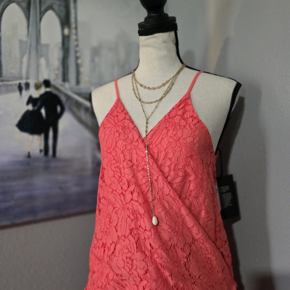 Chaser Lace Mini Dress In Coral - Picture 2 of 11